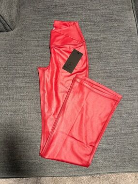 NWT! 90 Degree by Reflex Faux Leather Lux Crossover Flare Leggings